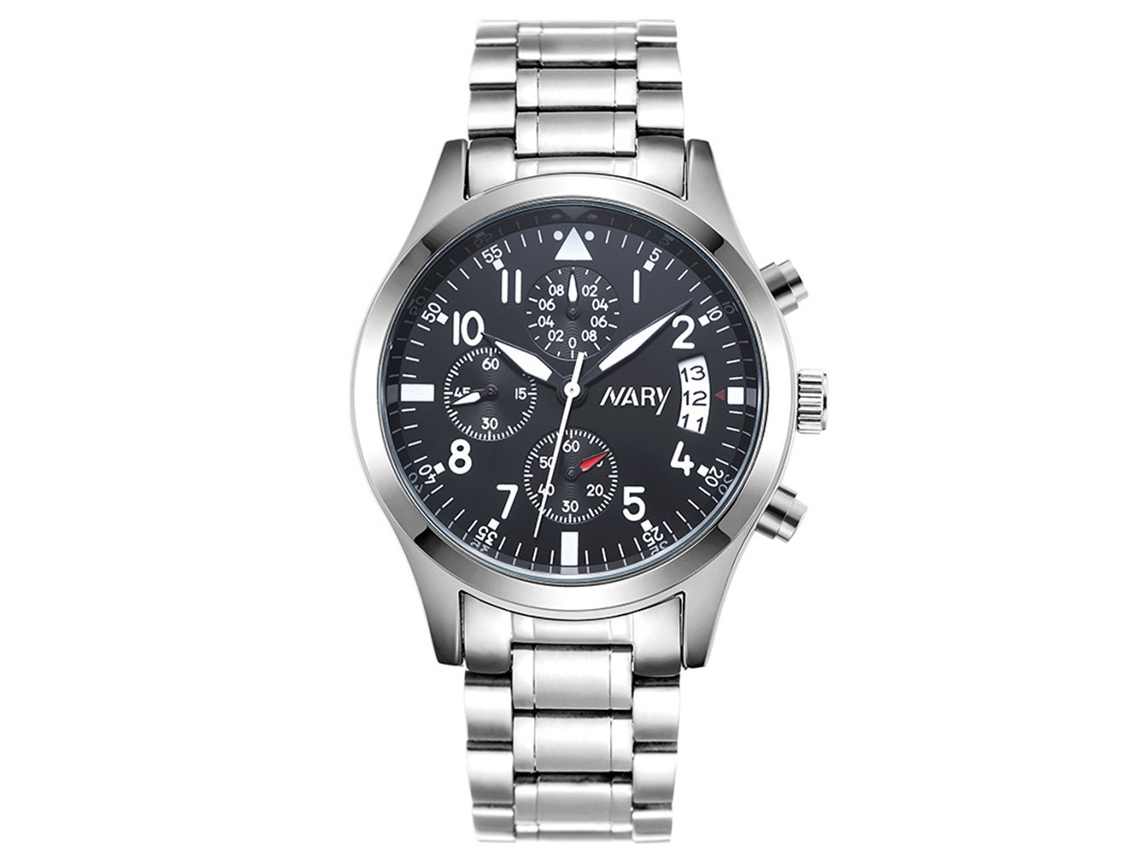 Relógio de pulso masculino analógico de quartzo, estilo moderno, resistente à água com pulseira de aço.