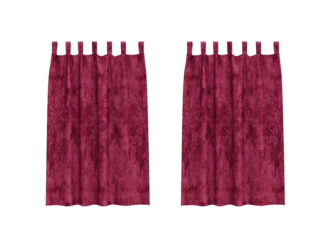 Conjunto 2 Cortinas De Veludo Vidaxl Vermelho Veludo (175 X 140 Cm)