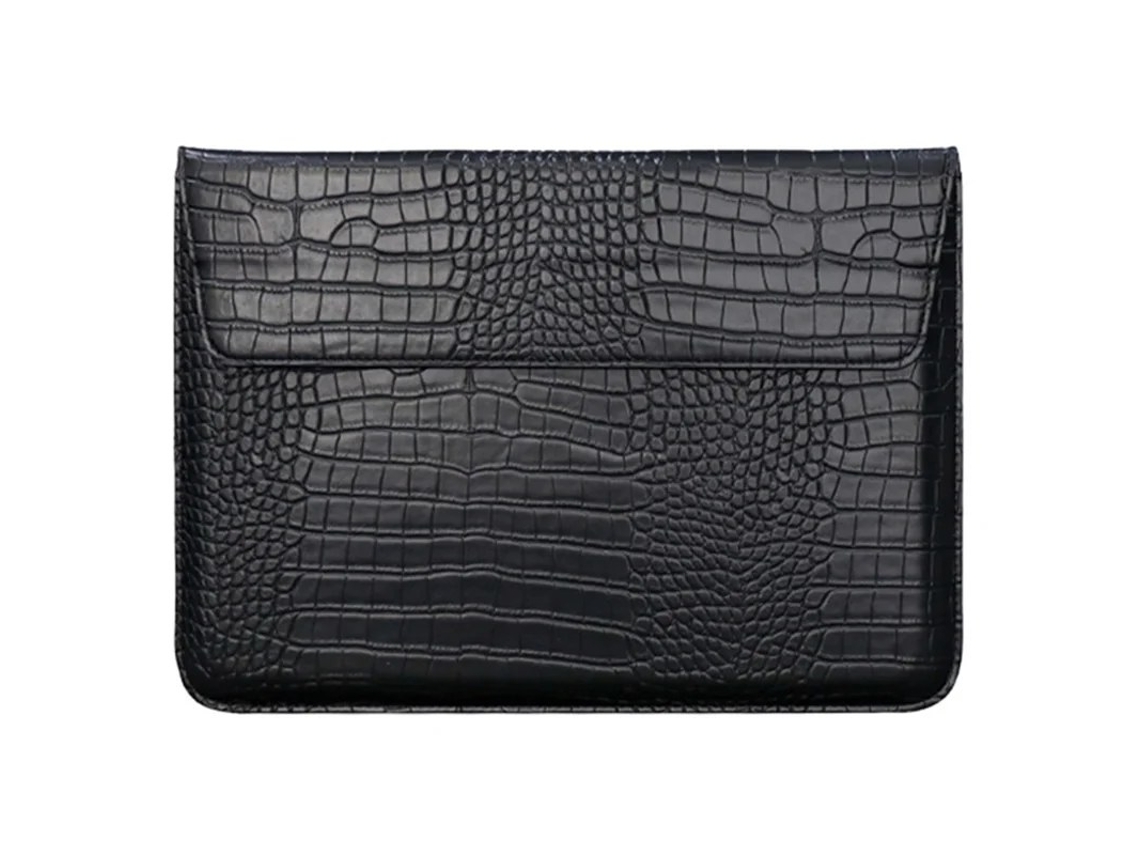 Mala Para Portatil 15,4 Polegadas Textura Crocodilo Pu Preto (protecao Interior, Bolso Acessorios)