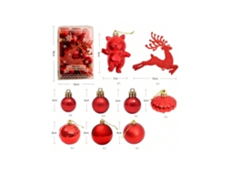 Pingente De Árvore De Natal Com 30 Unidades, Vermelho Igvtrade