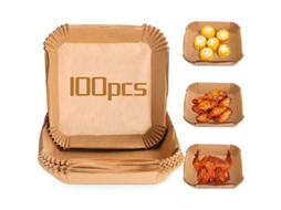 Forros De Papel Descartáveis​​ Para Fritadeira A Ar: 100 Unidades De Forros Quadrados De 20 Cm(7, 87 Polegadas) Para Fritadeira A Ar