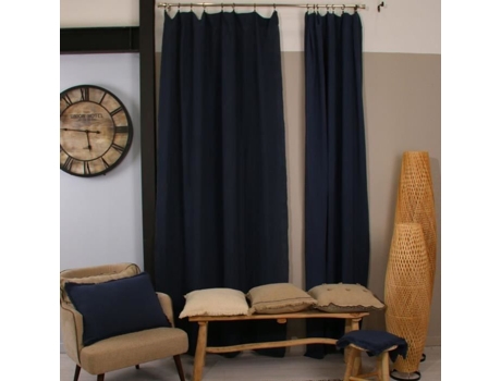 Cortina Transparente Lisa com Ilhós e Clipes Azul Marinho 140X250 Cm SUD ETOFFE