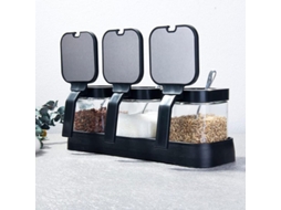 Conjunto De 3 Potes De Tempero De Vidro Resistente Ao Calor Com Tampa Flip E Colher De Aço Inoxidável