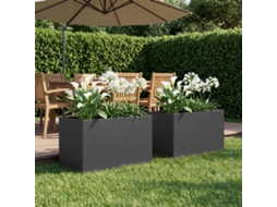 Vidaxl Vaso De Jardim 2 Unid. Preto 60 X 40 X 40 Cm