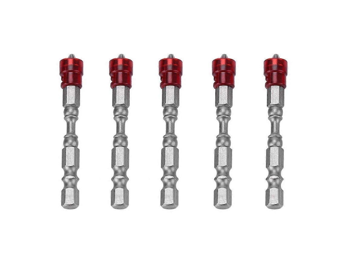 5 brocas para parafusadeira PH2 de aço S2 magnético, 65mm, com colar de parada e cabo hexagonal 1/4
