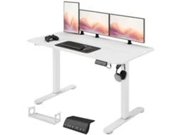 Mesa Computador Ajustável Em Pé Branca 140x70x116 Cm