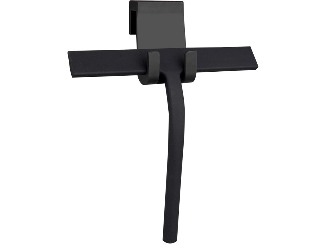 Raspador De Chuveiro Com Lâmina De Silicone Para Casa De Banho/cozinha/janela/espelho/porta/azulejo, 22, 9 Cm, Com Gancho, Preto