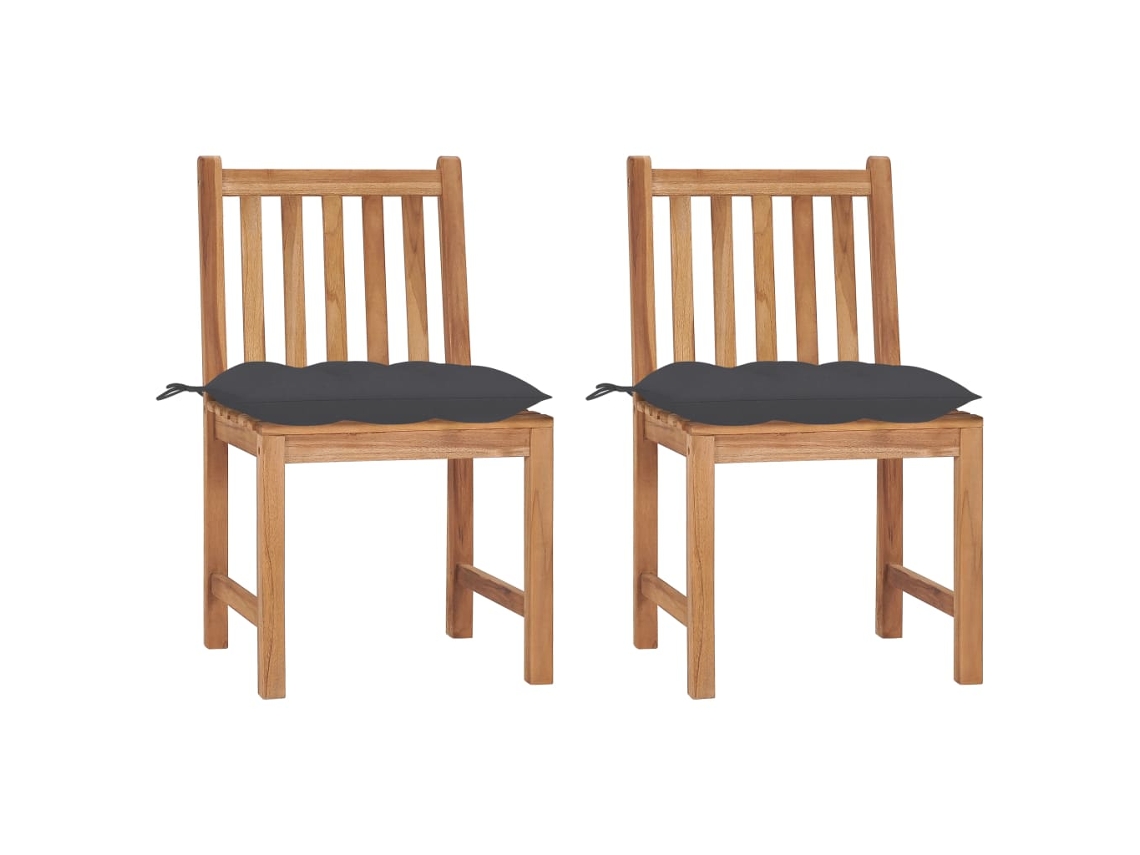Vidaxl Cadeiras De Jardim C/ Almofadões 2 Pcs Teca Maciça
