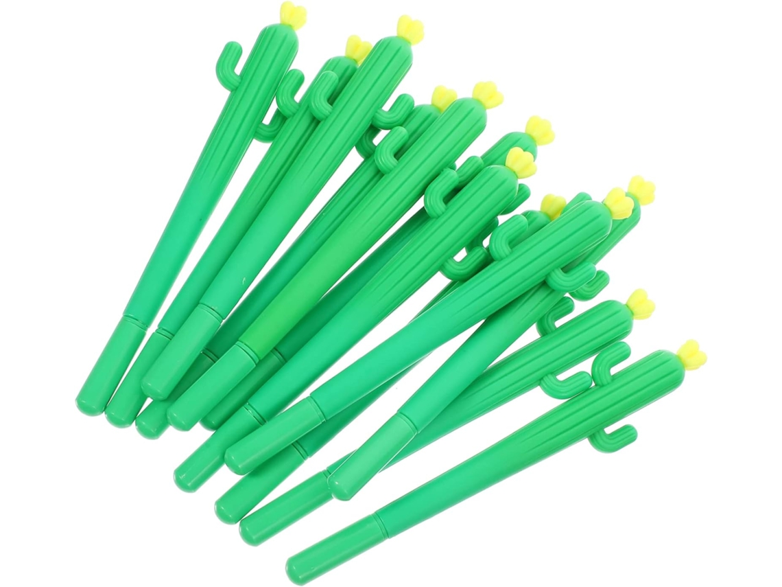 Nuobesty Conjunto De 12 Canetas Em Gel Com Design Cacto Pvc Verde Para