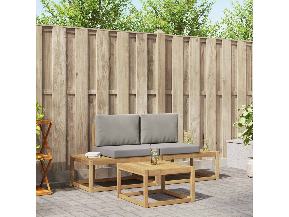 Vidaxl Conjunto De Sofás Para Exterior 3 Unid. Branco E Cinzento-claro