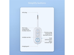 Adaptador Aux Sem Fio, Transmissor E Receptor Bluetooth, Receptor De Áudio