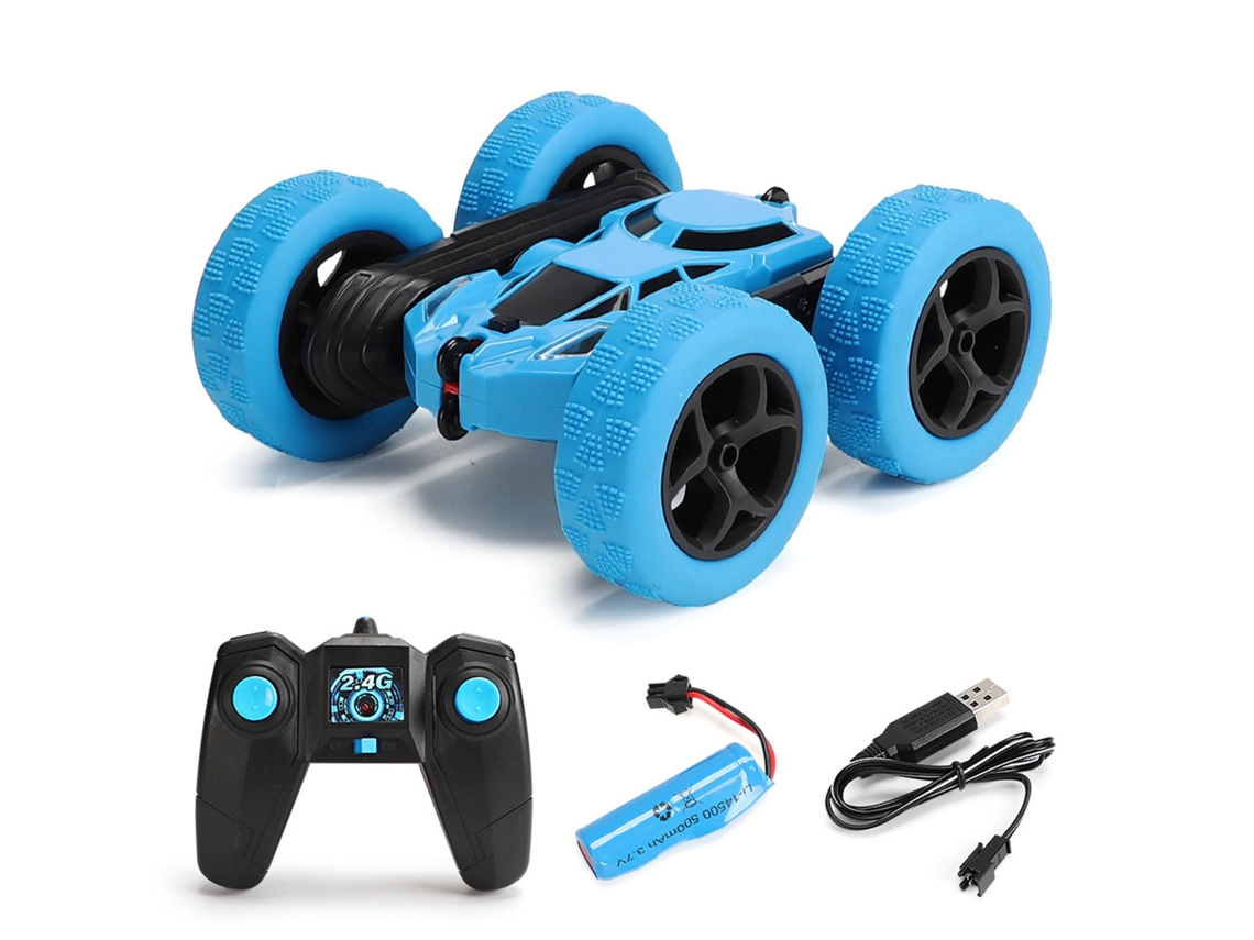 Mali carro de Estilo Rc Stunt 4wd 360° Flip Luzes Duas Cores Controle 50m Azul
