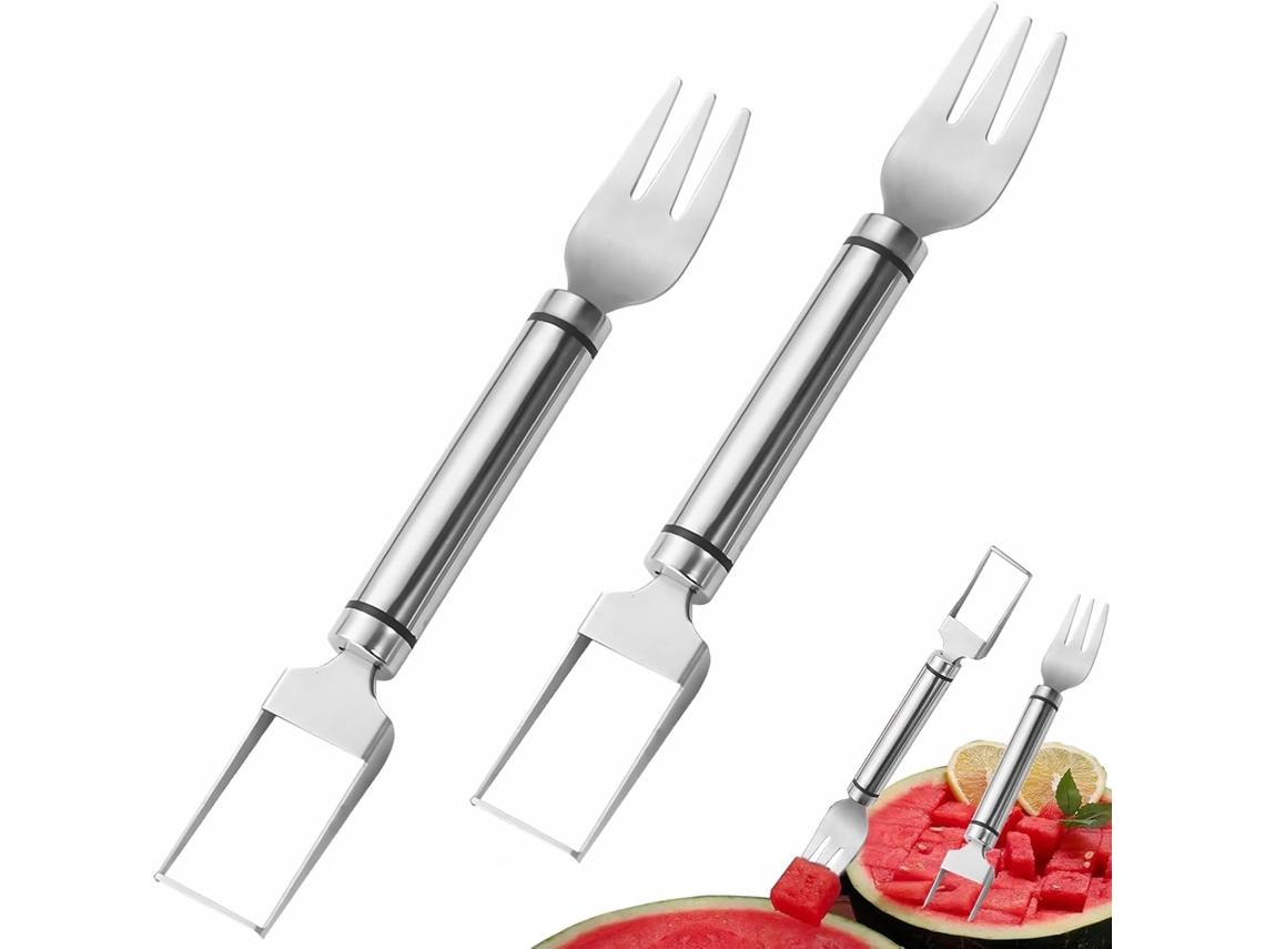 Conjunto De 2 Garfos Multifuncionais Para Melancia, Cortador De Frutas Portátil, Xf17