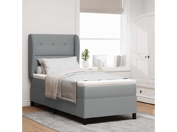 Vidaxl Cama Box Com Cabeceira Cinzento-claro 90 X 190 Cm Tecido