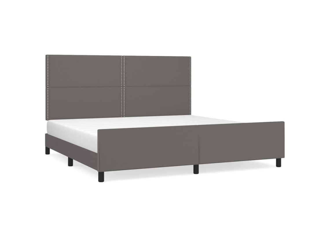 Bed Frame With Headboard, Bed Frames With Headboards Vidaxl Cinzeto Couro Artificial (200 X 200 Cm)