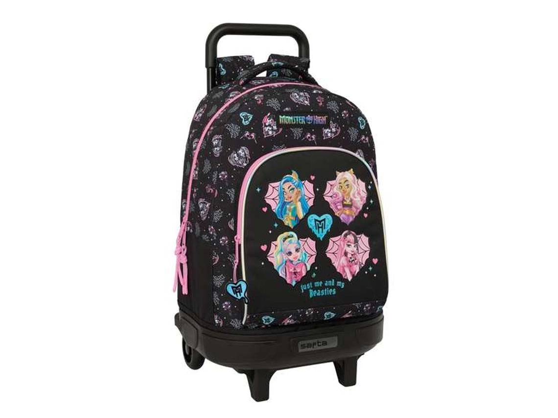 Mochila Escolar Monster High Preta 33 X 45 X 22 Cm