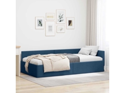 Vidaxl Estrutura De Cama De Canto Azul 90 Cm X 190 Cm Tecido