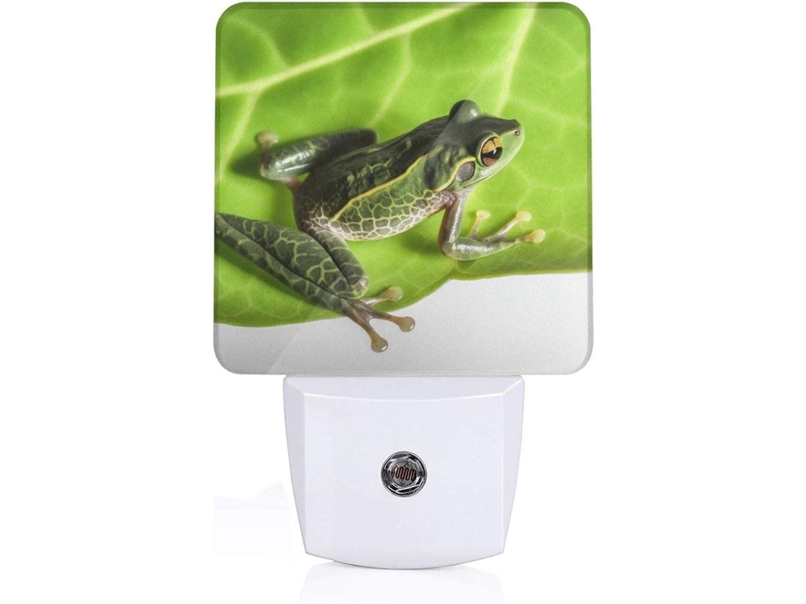 Kururi Luminária Noturna Com Estampa De Folha Sapo, Sensor Crepuscular, Luzes Led De Tomada, Abajur De Parede