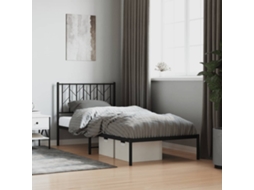 Vidaxl Estrutura De Cama Com Cabeceira 90x200 Cm Metal Preto