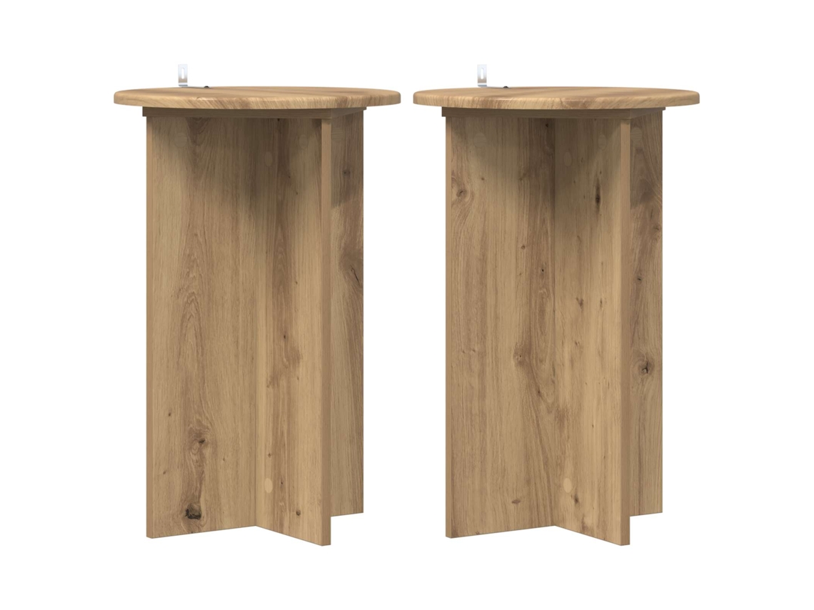 Conjunto 2 Suporte Moderno Para Plantas Vidaxl Castanho Derivados De Madeira (ø40 X 60 Cm)