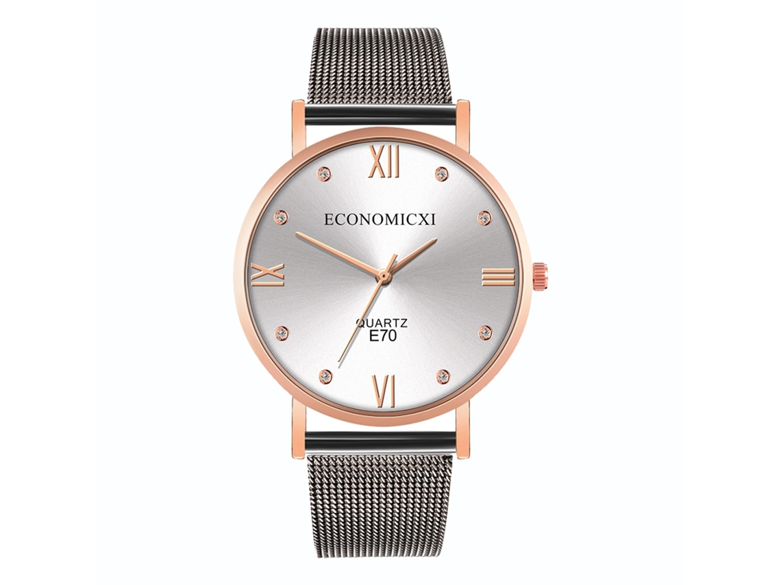 Reloj De Cuarzo Casual Estilo Simple Moda Popular Pulsera (blanco Oro Rosa+negro)