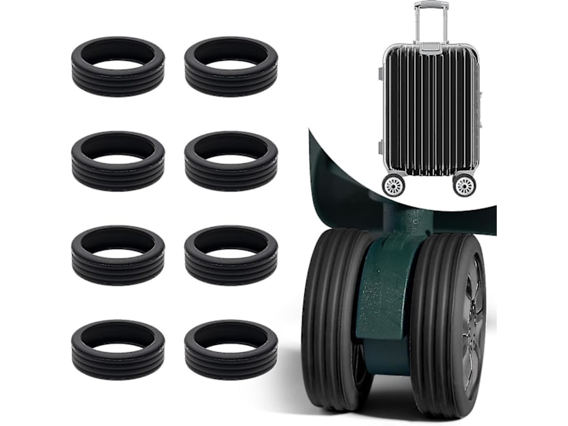Conjunto de 8 Protetores Rodas para Malas, Protetores de Rodas Silicone para Malas, Reduz o Ruído , Preto BRILVIBERA (db)