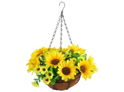Flores Artificiais Suspensas em Cesto para Decoração de Pátio, Gramado e Jardim, para Decoração Interna e Externa Amarelo AQUAFORGE