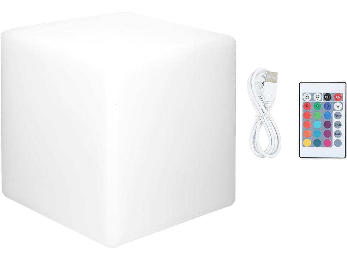 Luminária Noturna Led Colorida De Mesa Quadrada, Com 16 Cores Rgb E 5