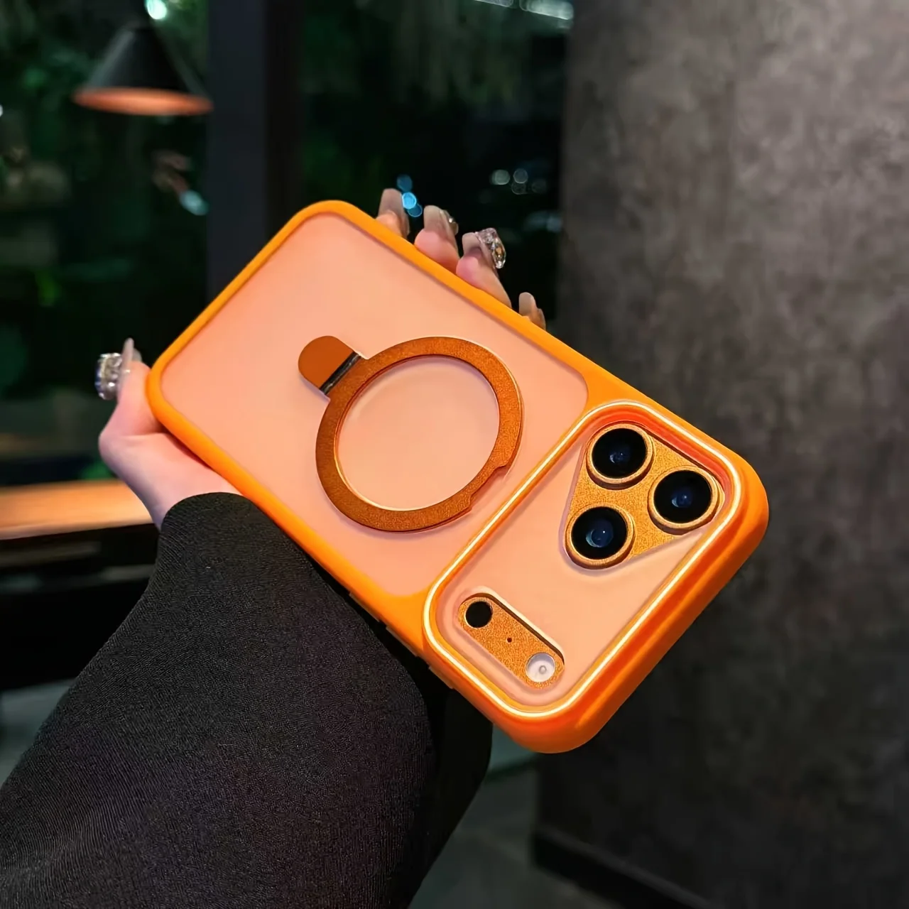 (laranja Para Iphone 16 Pro Max) Compatível Com Capa Magsafe, Com Suporte Magnético Semitransparente.