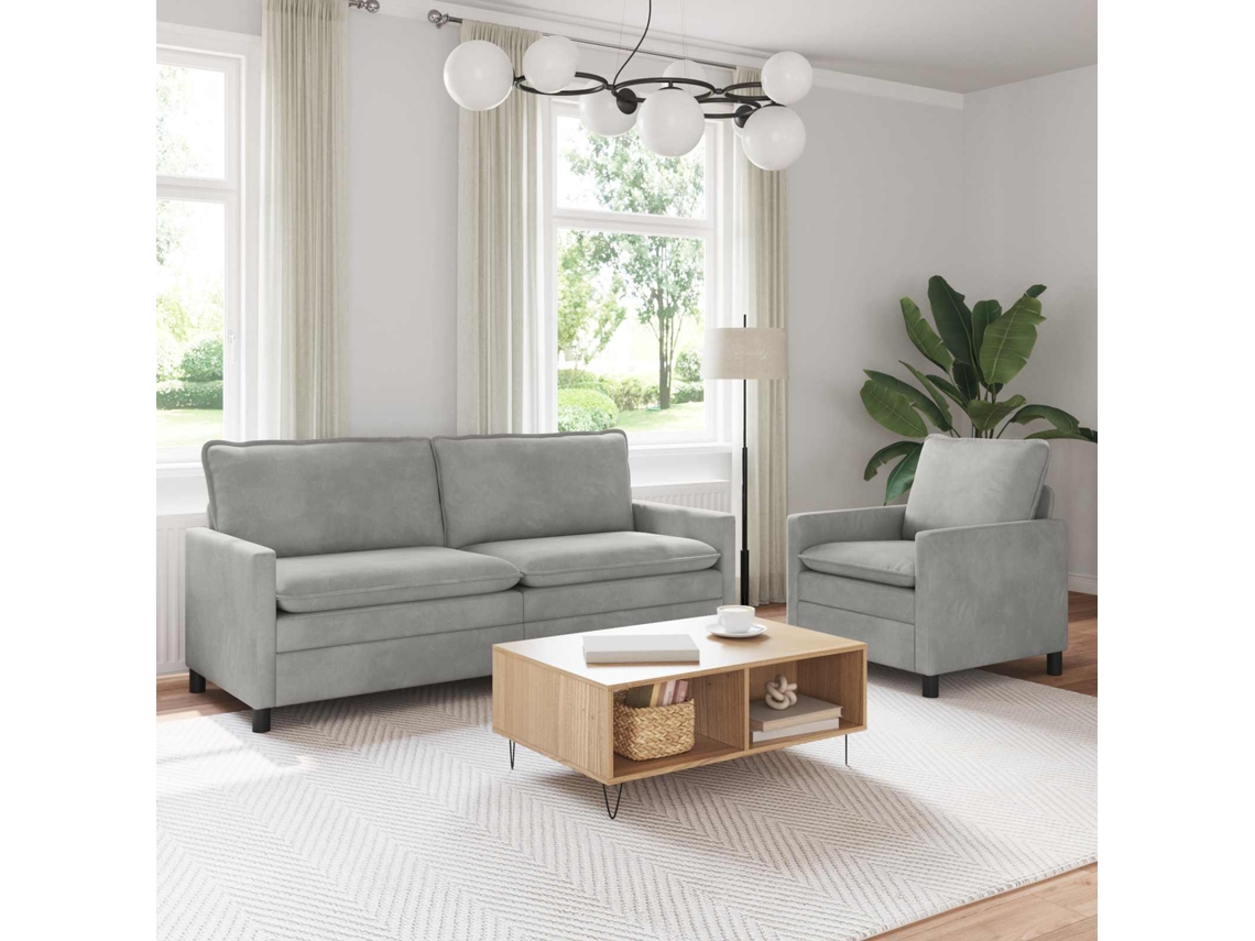 Vidaxl Conjunto De Sofás 2 Pcs Cinzento-claro Veludo