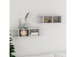 Vidaxl Estantes De Parede 2 Pcs 78x18x20 Cm Madeira Cinzento Cimento