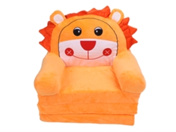 Sofá Infantil Dobrável Macio, Respirável, Animal, Desenho Animado, 3 Camadas, Laranja