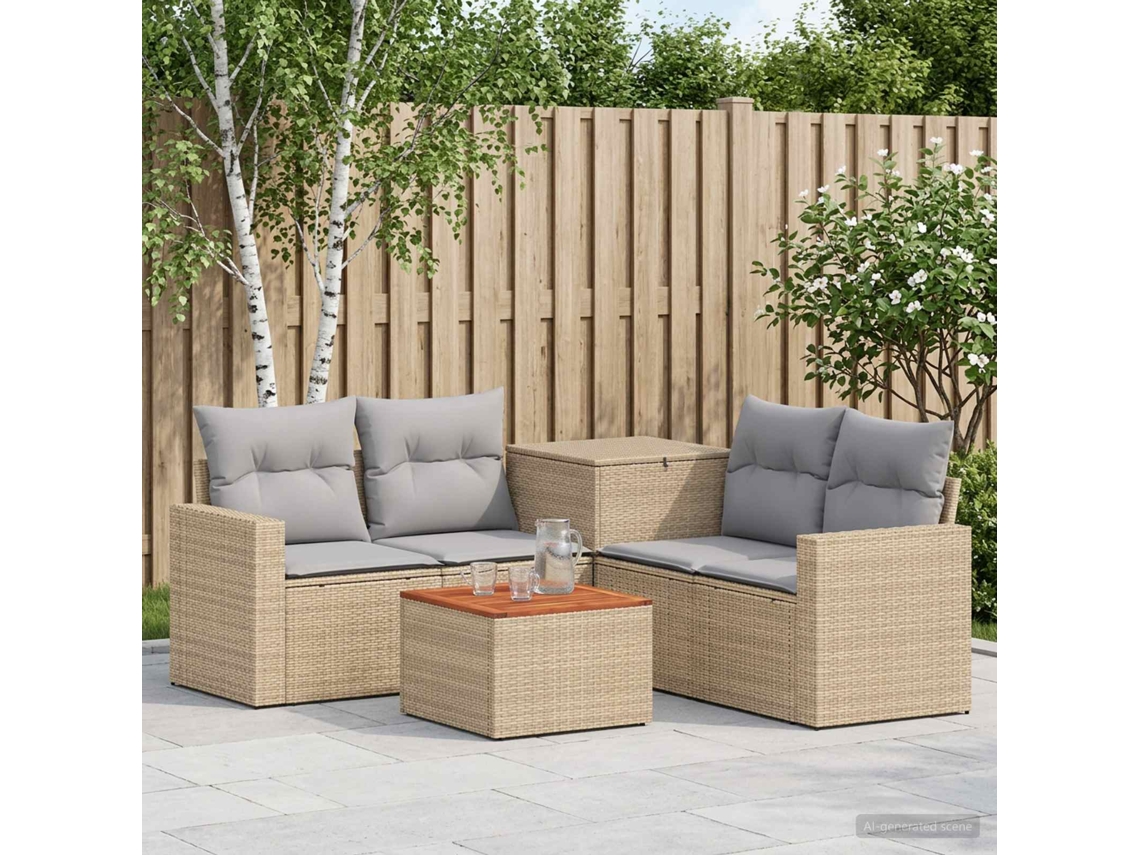 Vidaxl Conjunto De Sofás 6 Unid. Bege E Cinza Claro