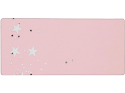 Mousepad para Computador de Grande Formato, com Estampa Estrelas Rosa e Brancas Base Borracha Antiderrapante,