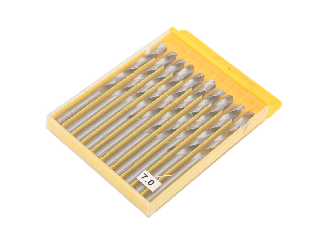 10pcs/box Brocas De Aço Rápido Hss 7mm Com Ponteira Torcida Para Furadeira Elétrica E Ferramentas De Potência