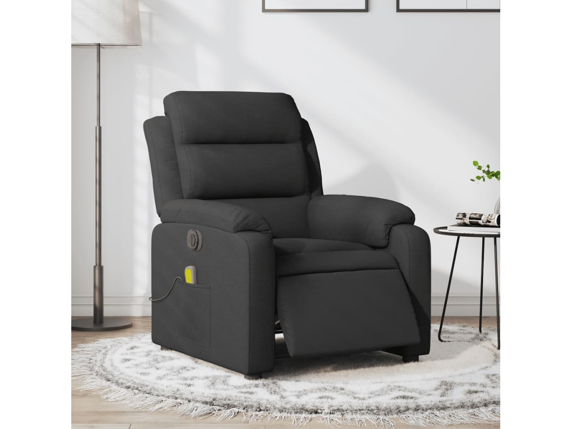 Vidaxl Poltrona Reclinável De Massagens Elétrica Tecido Preto