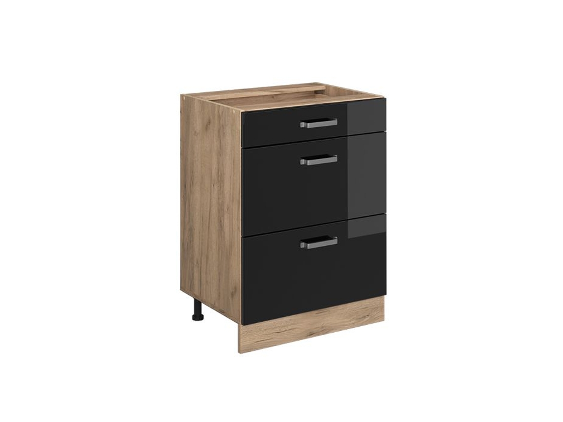 Móveis de cozinha R-Line, Mármore PT 60 cm, Preto Alto Brilho, VICCO