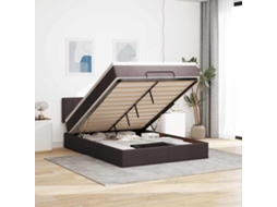 Vidaxl Estrutura Cama Otomana Colchão 140x200cm Tecido Castanho Escuro