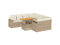 Conjunto de 9 Sofás para Jardim com Almofadões Vime Pe Bege MAISON EXCLUSIVE (90x200 cm)