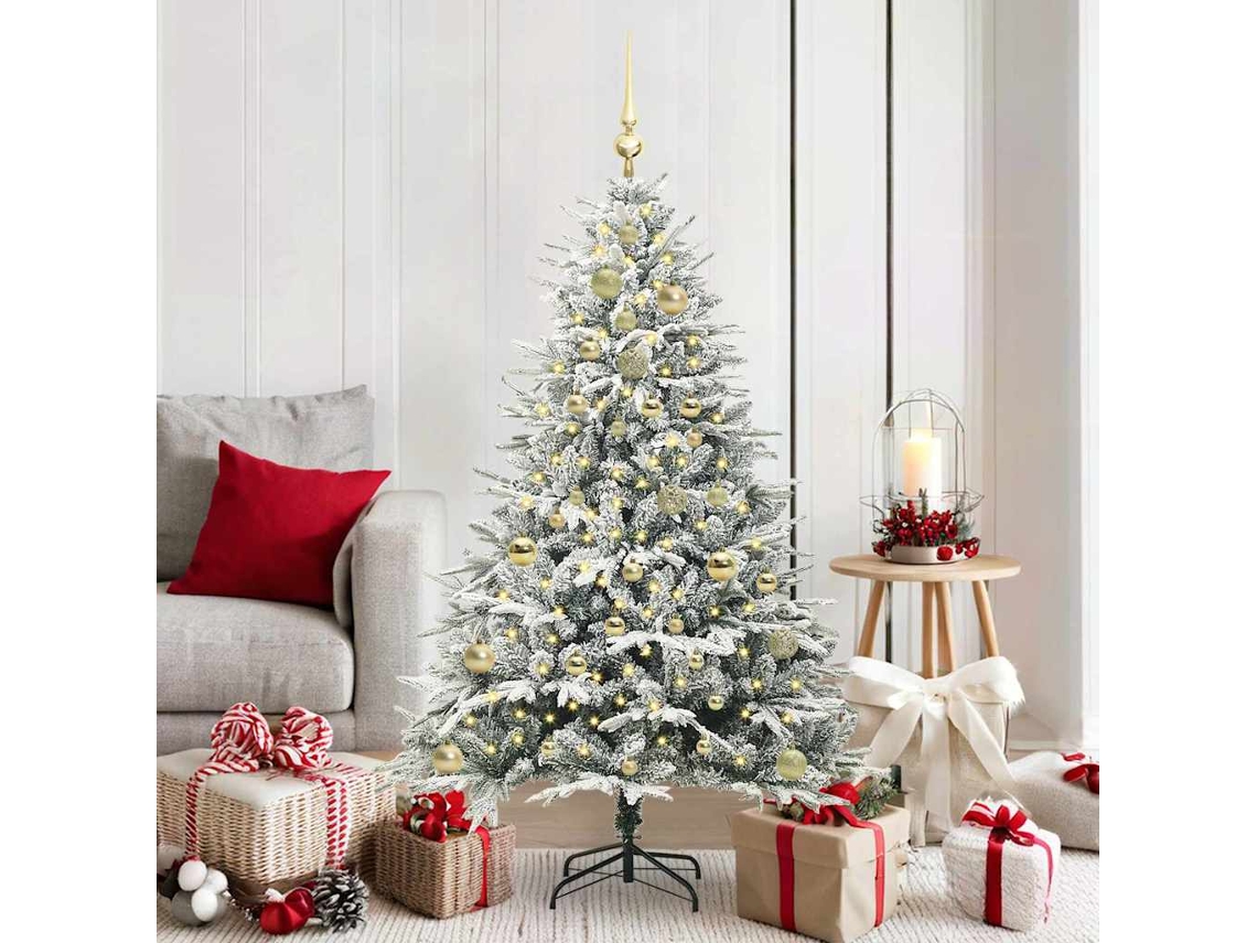 Vidaxl Árvore De Natal Artificial Pré-iluminada Com Conjunto De Bolas
