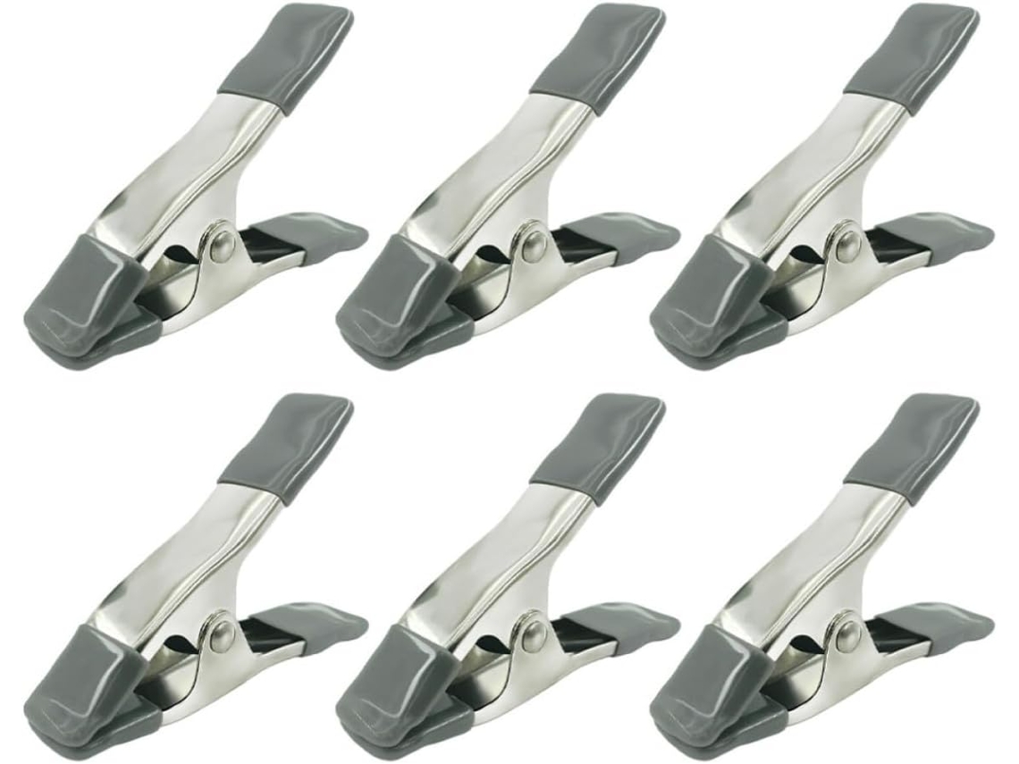 Balacoo Conjunto de 6 clipes de 10cm para fundo fotográfico, fixação firme e material ferroso, ideal para estudos.