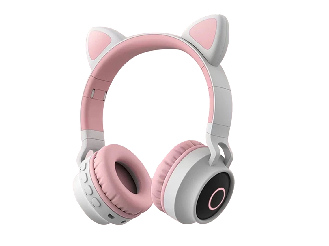 Mali fone de Ouvido Gamer Sem Fio Bluetooth com Design de Orelhas de Gato Iluminado e Ajustável