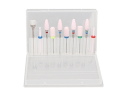 10pcs Brocas De Lixa De Unha Cerâmica Com Caixa De Armazenamento 20 Buracos Para Artistas E Iniciantes