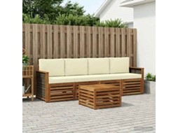 Vidaxl Conjunto De Sofás Para Exterior 5 Unid. Natural E Creme