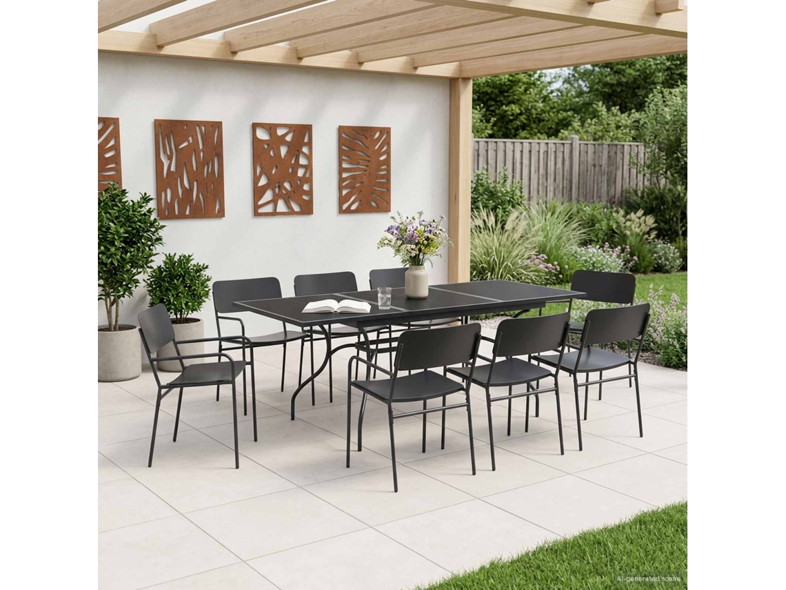 Vidaxl Conjunto De Jantar Para Jardim 9 Unid. Antracite Aço
