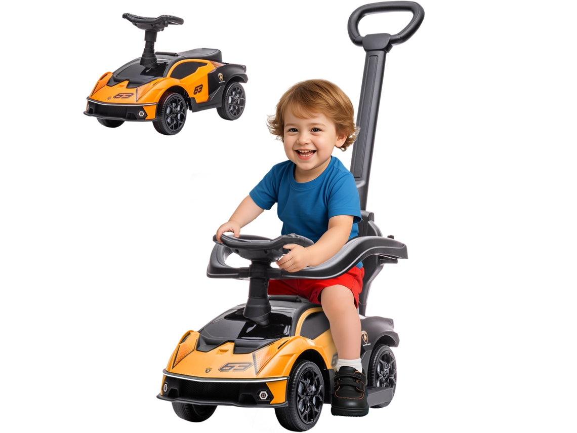 Carro Andador Lamborghini Essenza Scv2 Carro Andador com Buzina Guiador e Grade de Segurança 86,5x40x89,5cm Laranja LAMAISON
