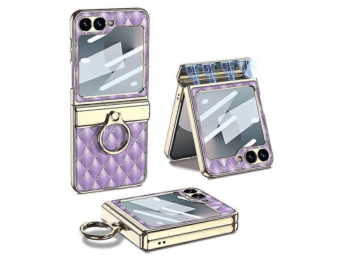 Capa Couro Anel Para Samsung Galaxy Z Flip6, Elysve