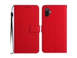 Capa De Couro Com Textura De Grade Rômbica Para Celular