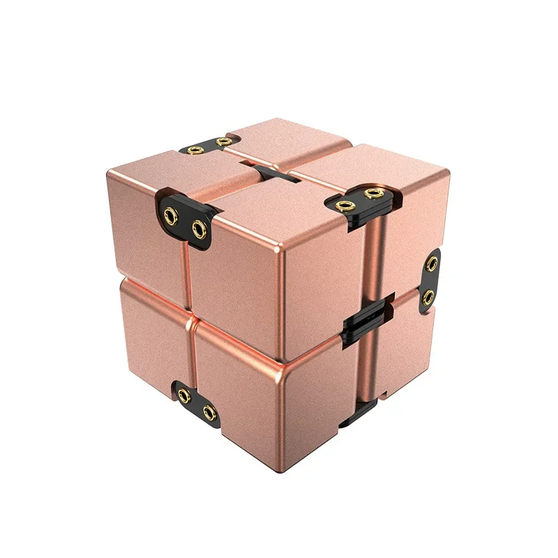 Cubo Infinito (rebitado Em Ouro Vermelho) Em Liga De Alumínio, Mini Cubo De Rubik Para Alívio Do Estresse, Brinquedo Edc