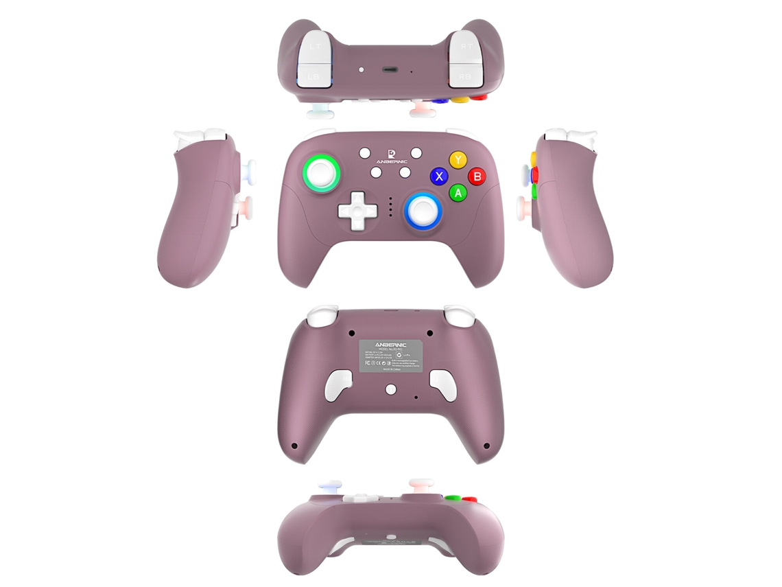 Comando De Jogo Sem Fios Tri-mode Anbernic Rg P01 Branco Com Joystick Hall De Seis Eixos E Gatilho, Iluminação Rgb.